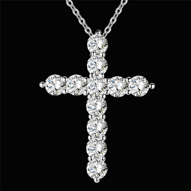 Gold Plated Cubic Zirconia Cross Necklace