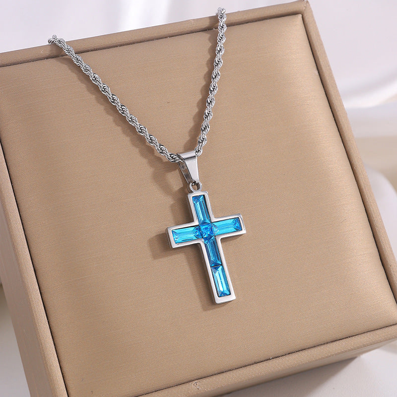 Diamond Cross Necklace With Beautiful Colors