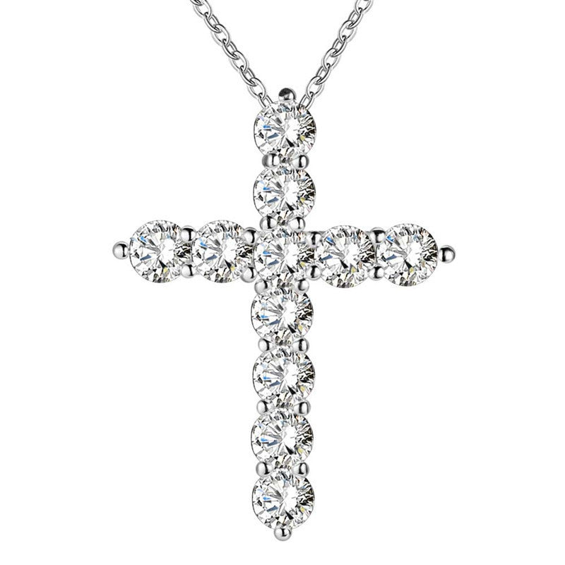 Gold Plated Cubic Zirconia Cross Necklace