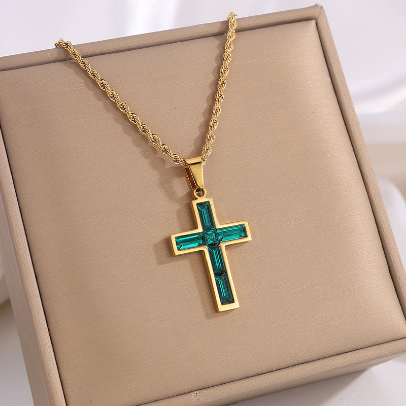 Diamond Cross Necklace With Beautiful Colors