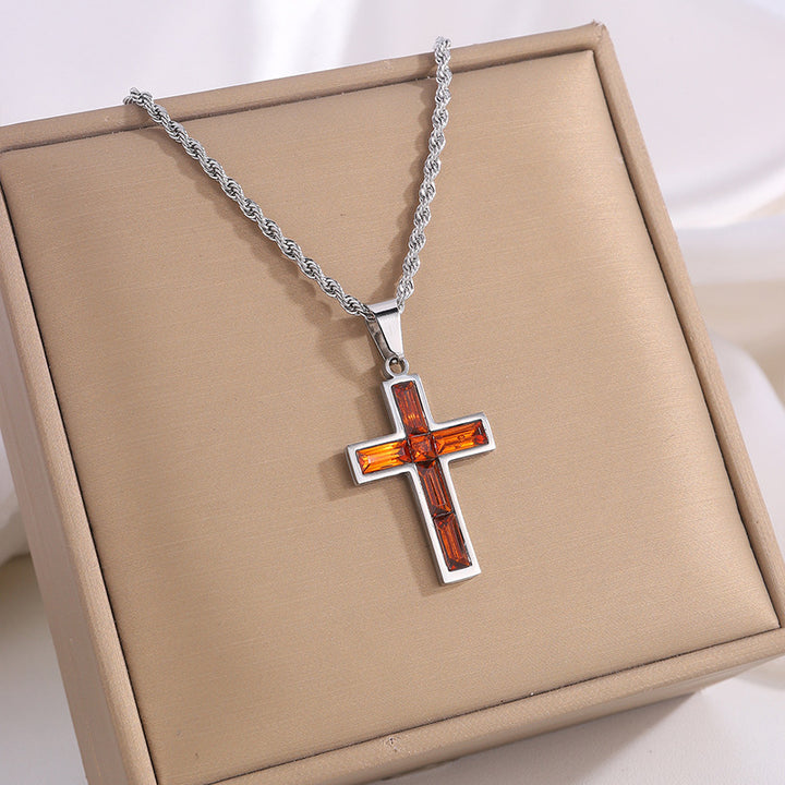 Diamond Cross Necklace With Beautiful Colors